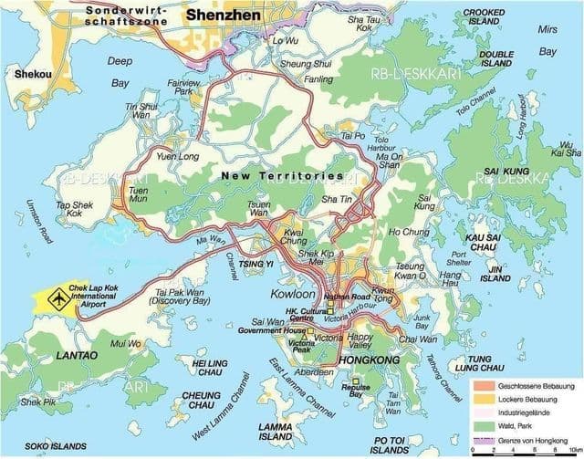 Mapa dos aeroportos de Hong Kong
