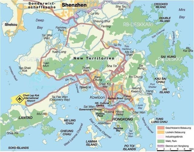Mapa da cidade de Hong Kong