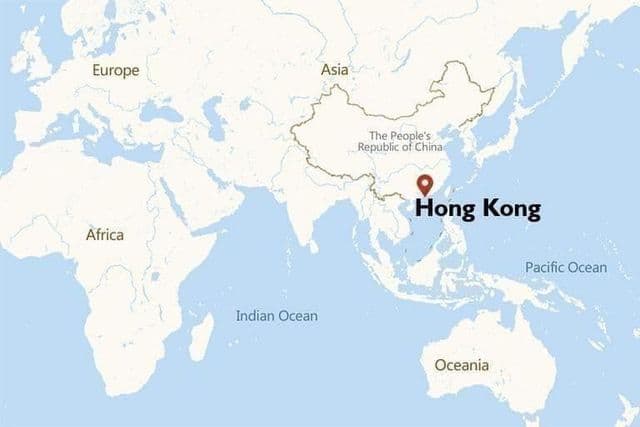 Localização de Hong Kong no mapa mundial