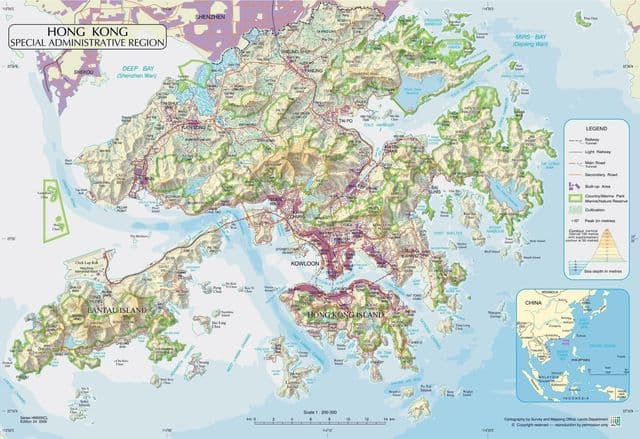Mapa de elevação de Hong Kong