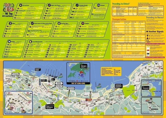 Mapa das excursões a pé por Hong Kong