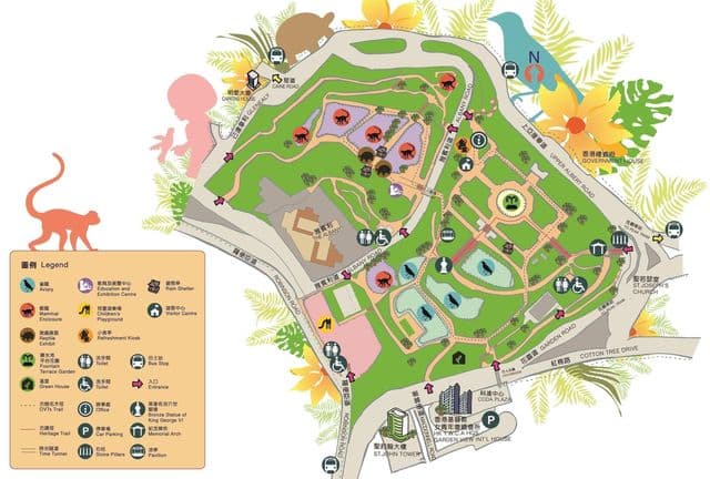 Mapa do Parque Zoológico de Hong Kong